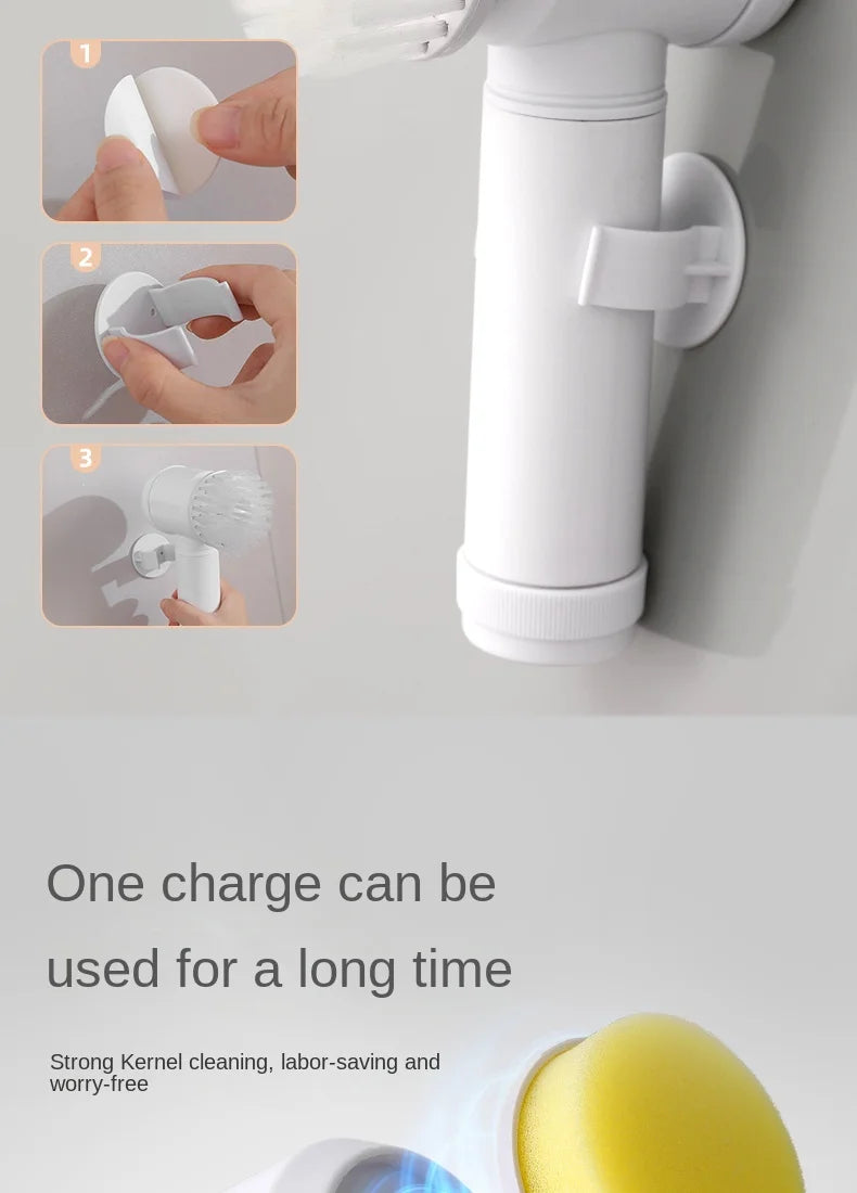 Perie electrică de curățare multifuncțională pentru bucătărie și baie - Scrubber portabil fără fir pentru vase, oale și tigăi