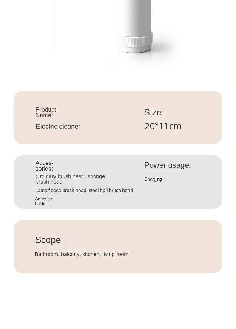 Perie electrică de curățare multifuncțională pentru bucătărie și baie - Scrubber portabil fără fir pentru vase, oale și tigăi